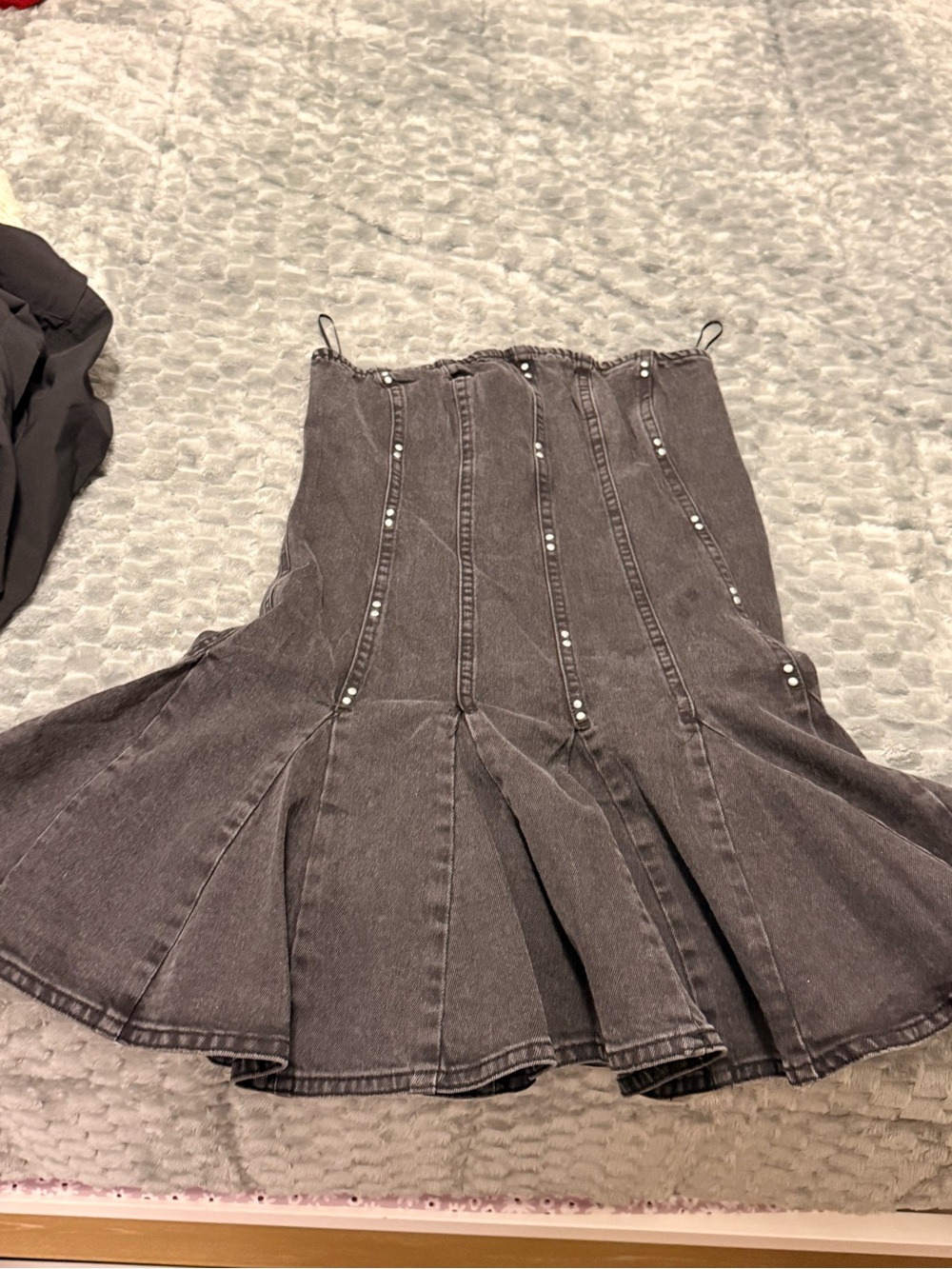 wild fable Black Washed Denim Mini Skirt with Snap Detail